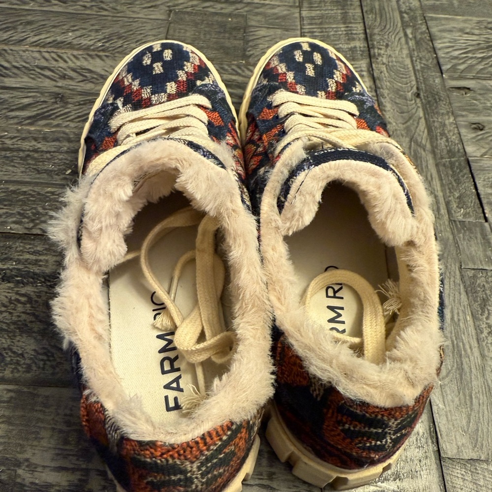 Farm Rio Sneakers Ainika Floral Platform Faux‎ Fur Lined Tennis Shoe Size 9.5 - Picture 2 of 6